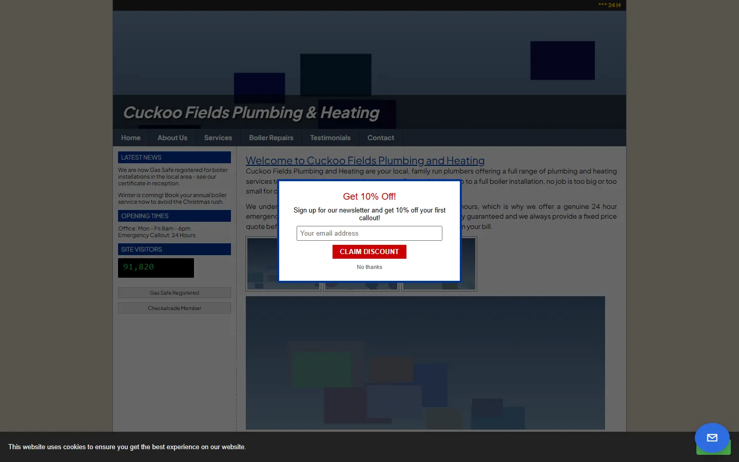 Before: Cuckoo Fields Plumbing & Heating's old site